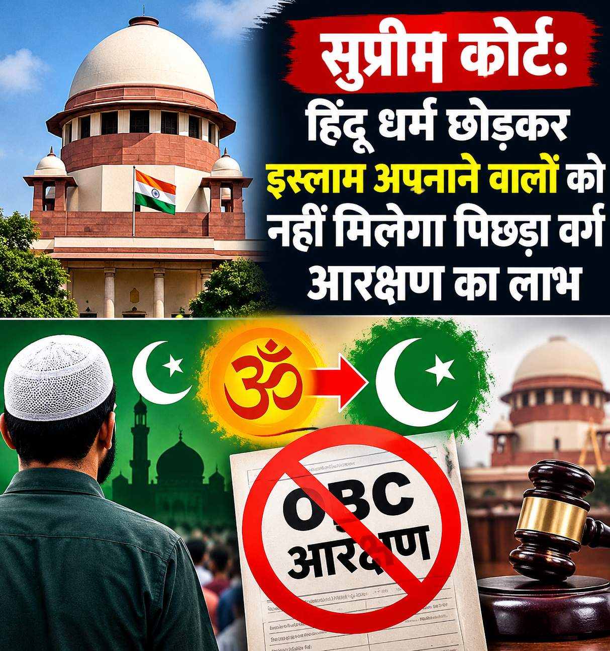 सुप्रीम कोर्ट: हिंदू धर्म छोड़कर इस्लाम अपनाने वालों को नहीं मिलेगा पिछड़ा वर्ग आरक्षण का लाभ